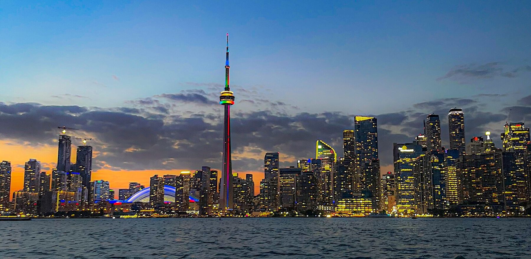 Toronto skyline and Financial District at dusk